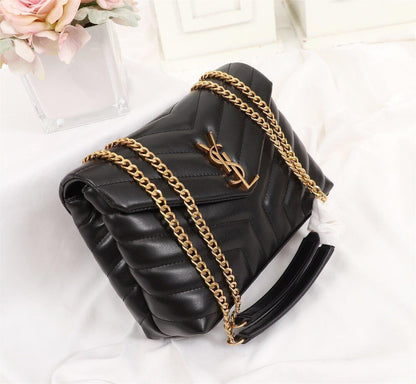 YSL LOULOU KLEINE TASCHE IN GESTEPPTEM LAMMLEDER MIT GOLDENEM LOGO