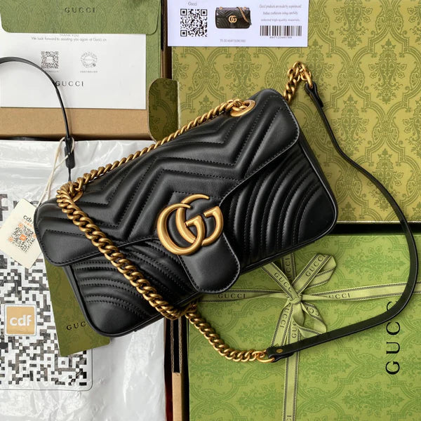 SCHULTERTASCHE GG MARMONT MITTELGROSS METELASSÉ SCHWARZ