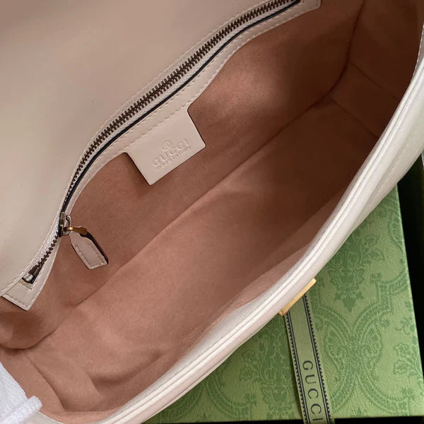 SCHULTERTASCHE GG MARMONT MITTELGROSS METELASSÉ WEISS